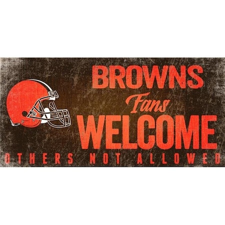 Cleveland Browns Wood Sign - Fans Welcome 12"x6"